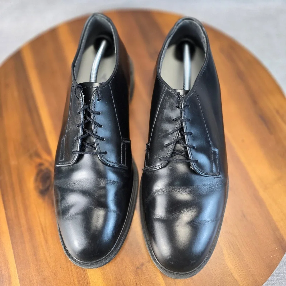 Bates Mens High Gloss Oxford Uniform Shoes Black E00968C‎ Vibram Sole Size 13 D